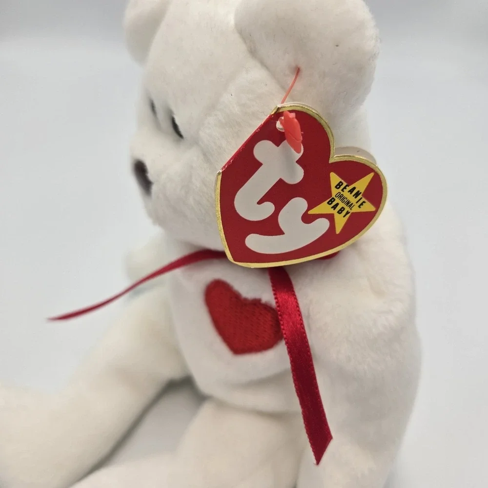 Ty Beanie Babies Valentine Bear VALENTINO FEBRUARY 14 White Retired‎